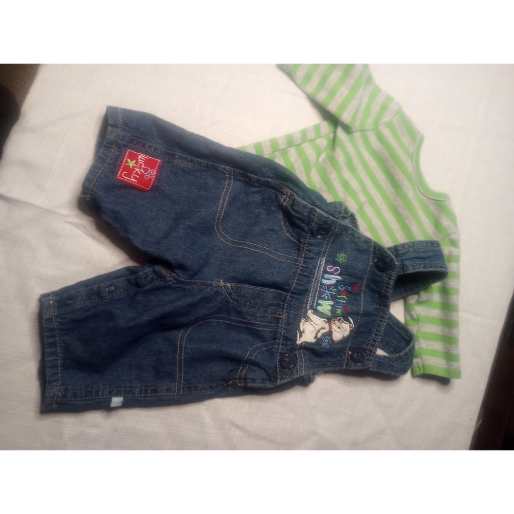 Vtg Disney Holiday 2010 101 Dalmatian Embroidered Lucky‎ 0-3M Overalls